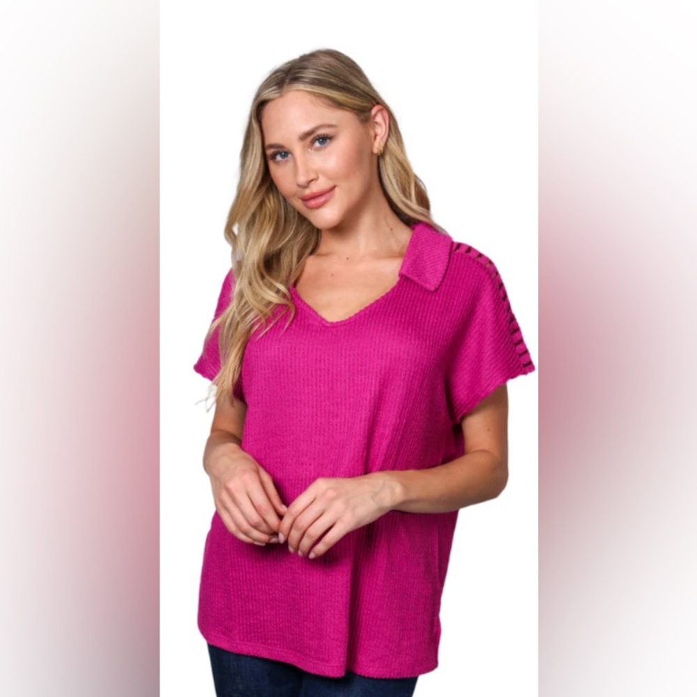 Como Blu Vibrant Pink Knit Top